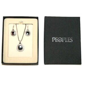 SU Sterling Silver 925 Necklace with Pendant & Earrings Set - 23 in